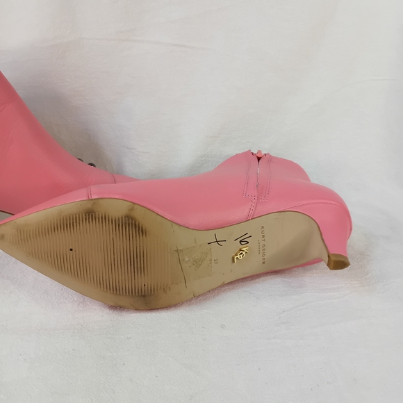 Kurt Geiger London Pink Leather Ankle Boots Kitten Heel Side Lace Beaded 37 US 7 - Picture 11 of 16